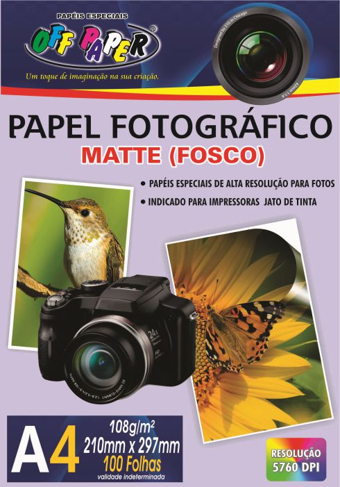 Papel Fotográfico Matte (Fosco) - A4 - 100 Folhas - 108g