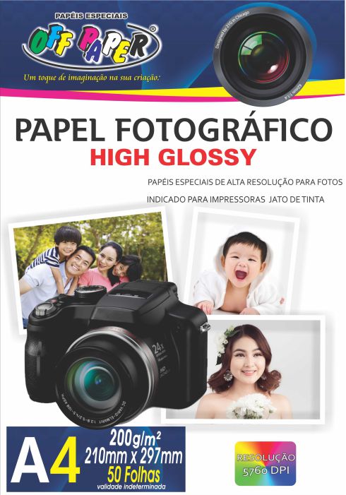 Papel Fotográfico High Glossy - A4 - 50 Folhas - 200g