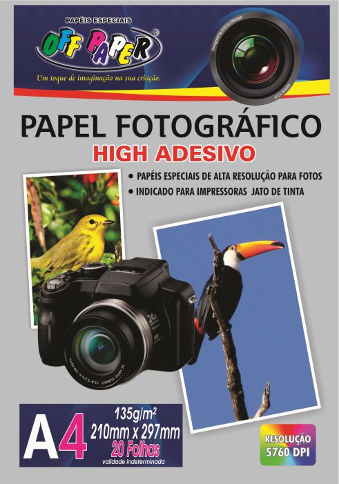 Papel Fotográfico High Adesivo - A4 - 20 Folhas