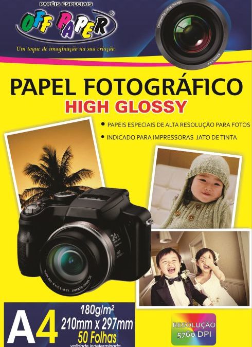 Papel Fotográfico High Glossy 180g- A4 com 50 Folhas