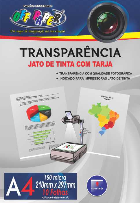 Transparência A4 Jato de Tinta c/ Tarja