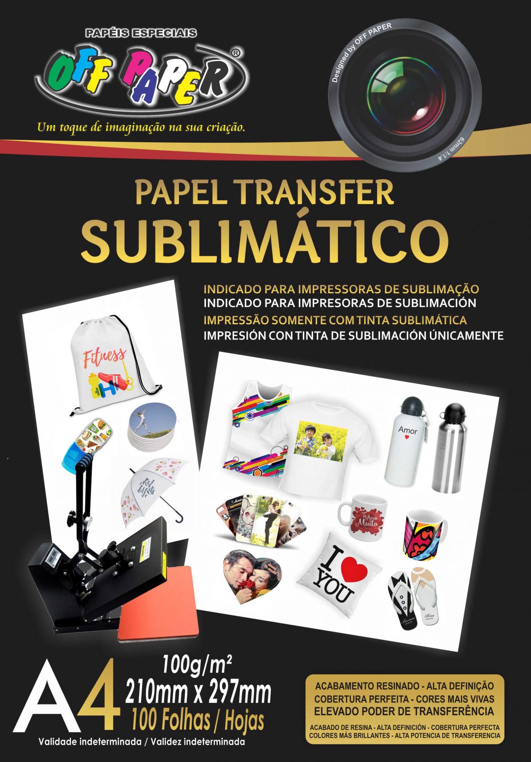 Papel Transfer Sublimático 100 Folhas Off Paper Papéis Especiais 9895