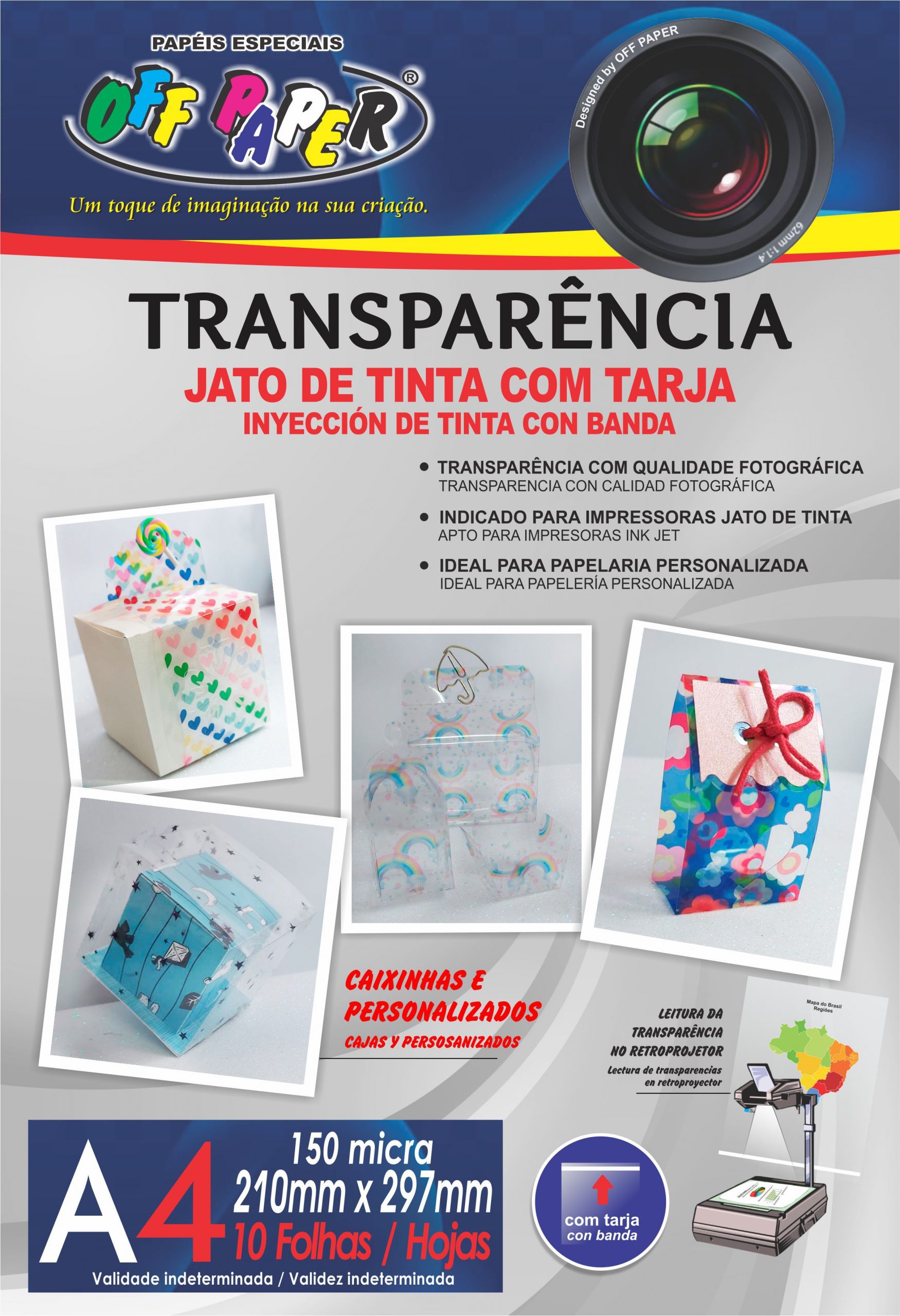 Transparência A4 Jato de Tinta c/ Tarja