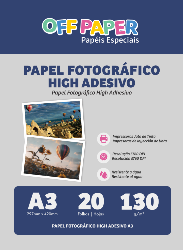 Papel Fotográfico High Adesivo A3 130g/m²  20 Folhas