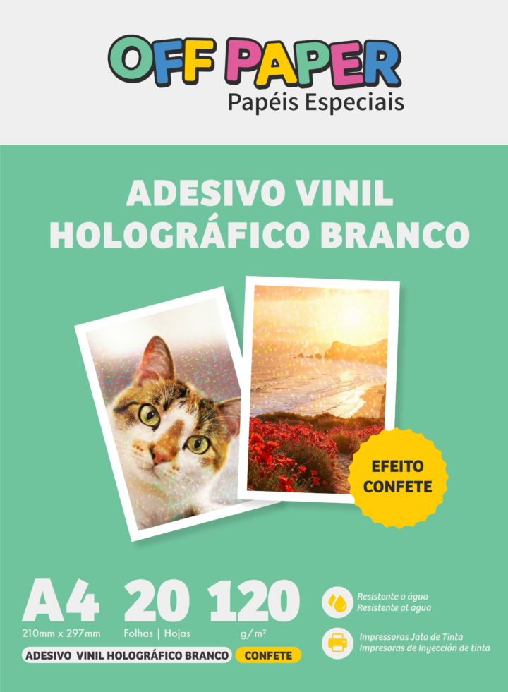 Vinil Adesivo Holográfico Branco Confete